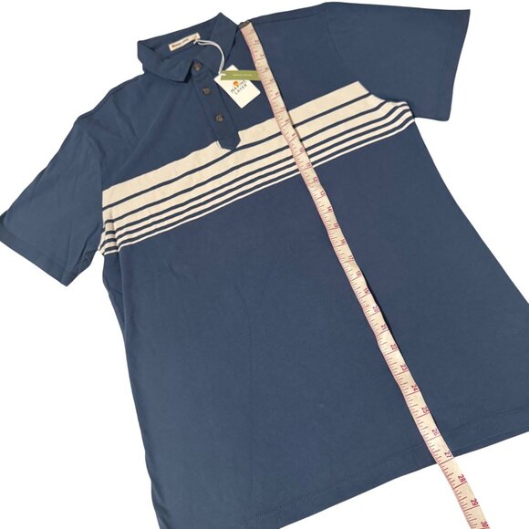 Marine Layer Tolleson polo shirt Organic Cotton Striped Blue Small short sleeve - Picture 3 of 11